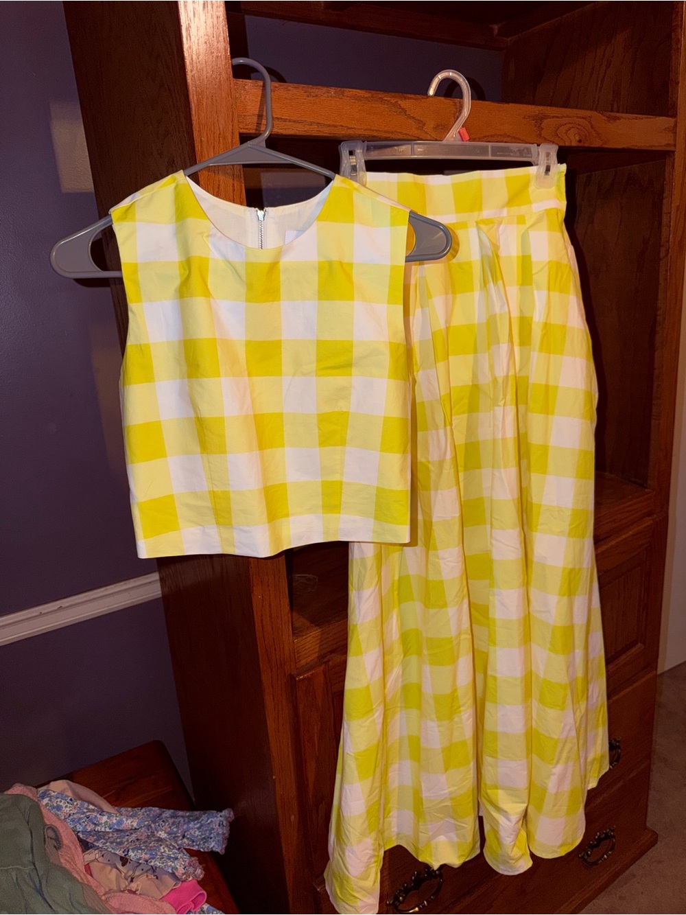 Cocolilly’s | Yellow and White Gingham Top and maxi Skirt set, size XS